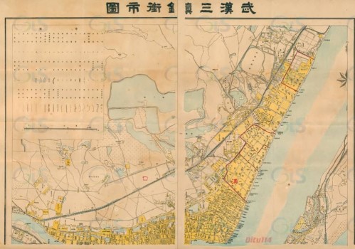 1922年武汉三镇街市图(四幅拼图)